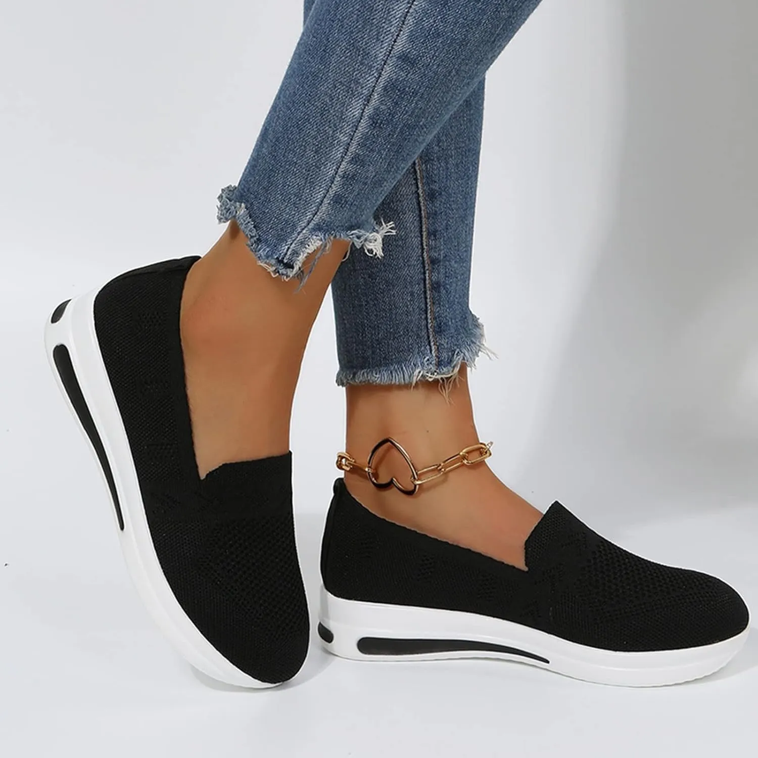 Wedge Sneakers for Women White Tenis OrtopéDicos para El Arco De Pies De Mujer Arch Support Wide Width Casual Shoes for Women Black Sequin Gym Shoes for Women Women's Slip On Shoes Size 7.5 W