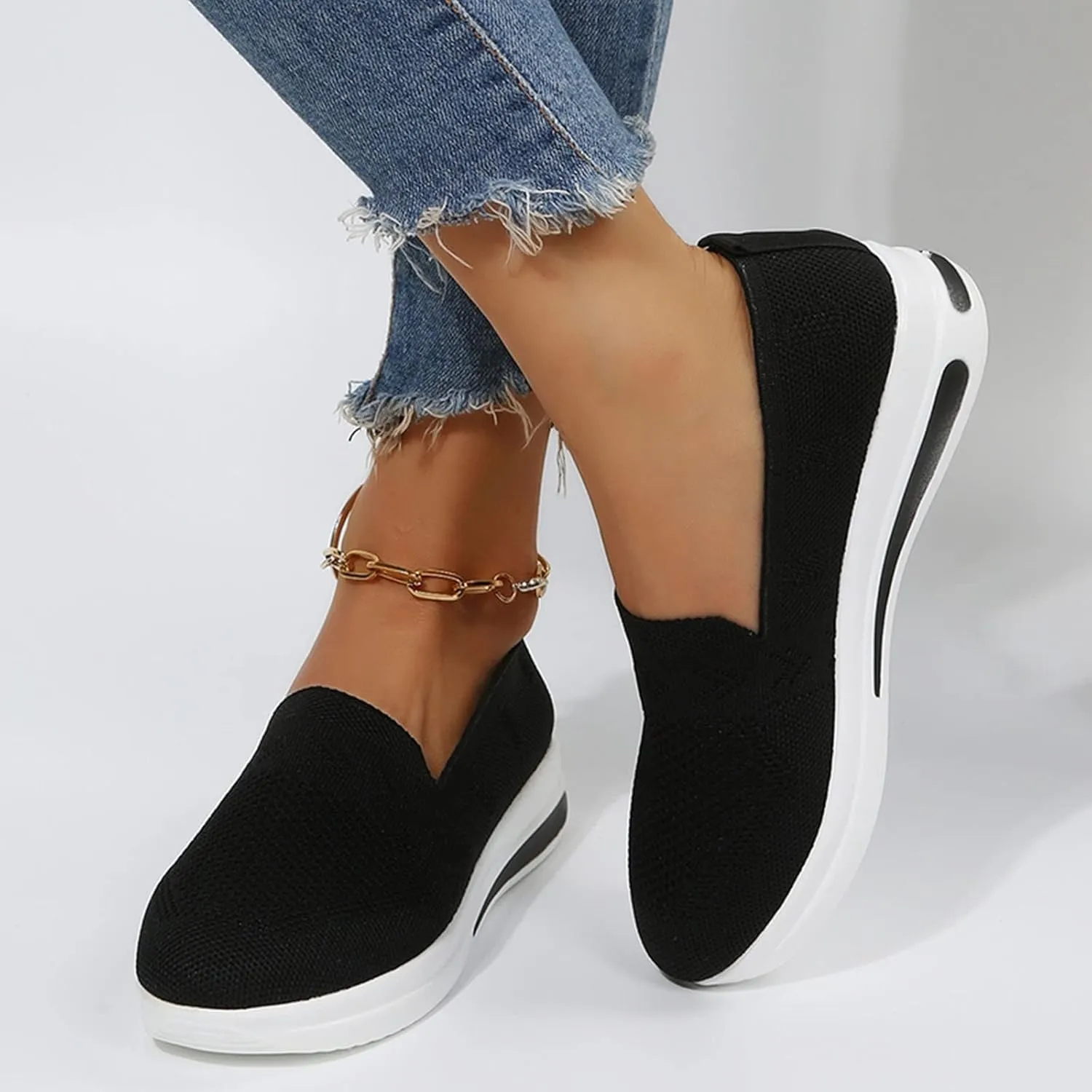 Wedge Sneakers for Women White Tenis OrtopéDicos para El Arco De Pies De Mujer Arch Support Wide Width Casual Shoes for Women Black Sequin Gym Shoes for Women Women's Slip On Shoes Size 7.5 W