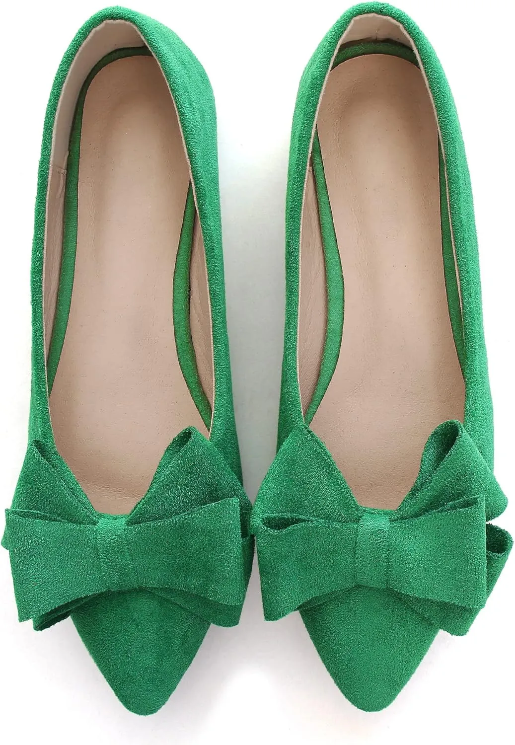 WENJIAZHIZHI Flat Dress Shoes Women Comfortable Ballet Flats Slip On Pearls Knot Dressy Shoes Pointed Toe