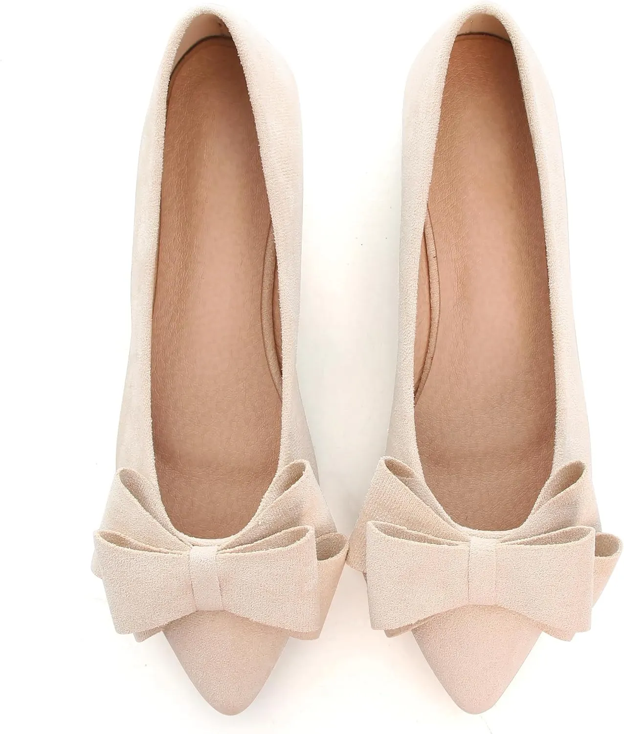 WENJIAZHIZHI Flat Dress Shoes Women Comfortable Ballet Flats Slip On Pearls Knot Dressy Shoes Pointed Toe