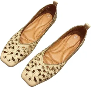 WENJIAZHIZHI Women's Floral Ballet Flats Comfortable Dress Shoes Square Toe Slip on Flat Shoes with Breathable Eyelets