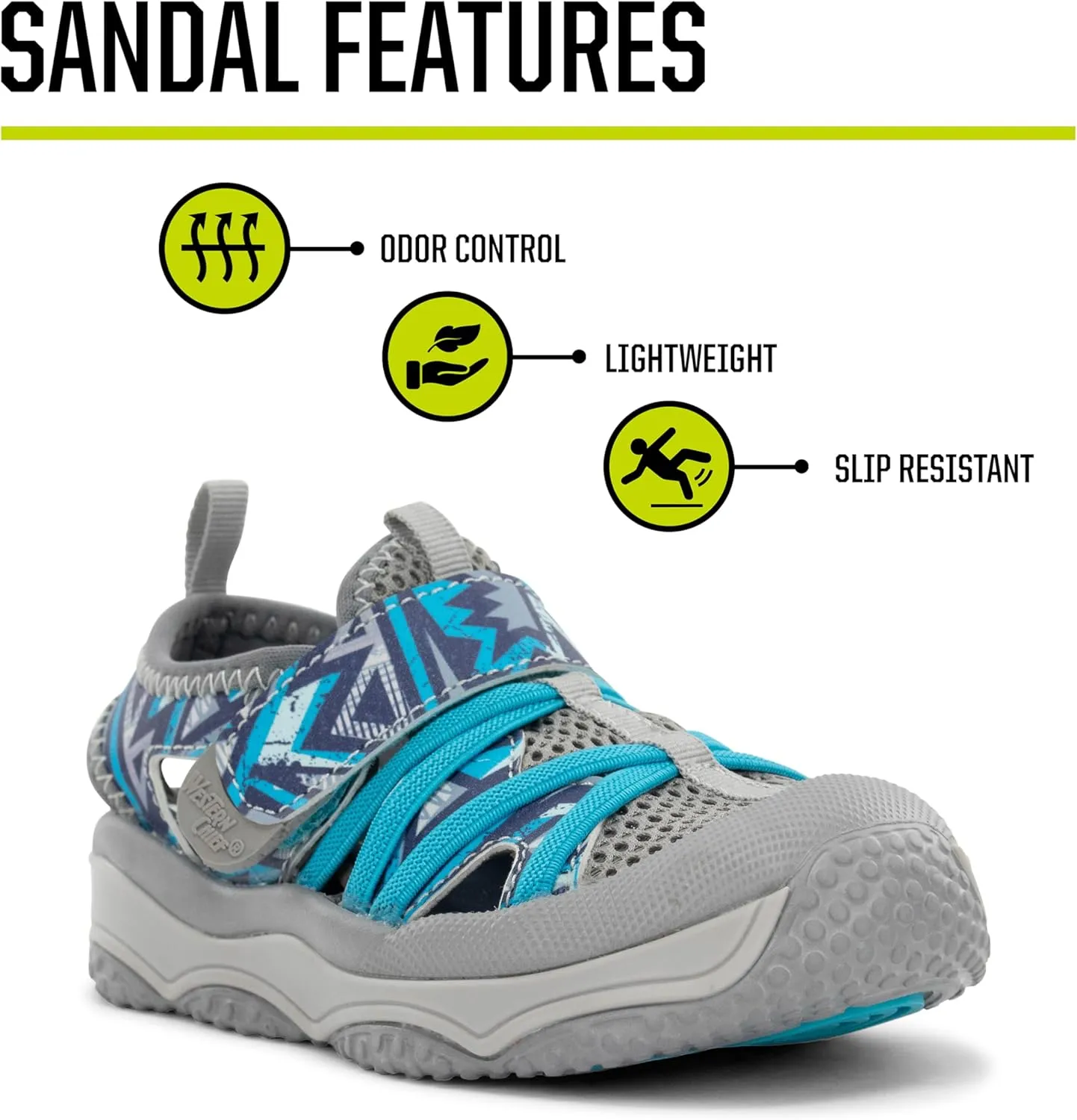 Western Chief Kids Shore Runner Sandal - Kid Friendly, Lightweight, Traction Outsole - Perfect Outdoor Sandals for Boys and Girls