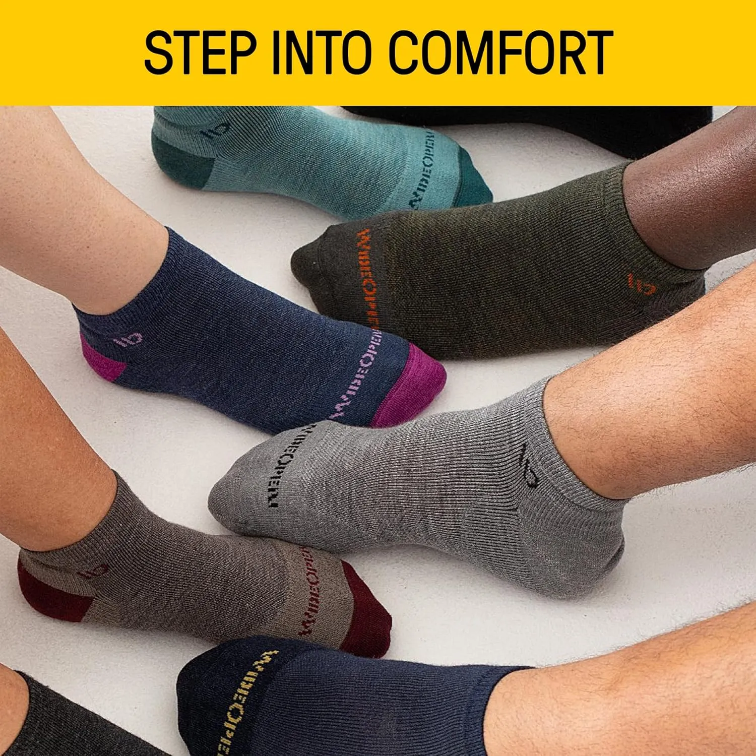 Wide Open No Show Men's Merino Wool Socks - Everyday Wide Ankle Socks for Wide Feet