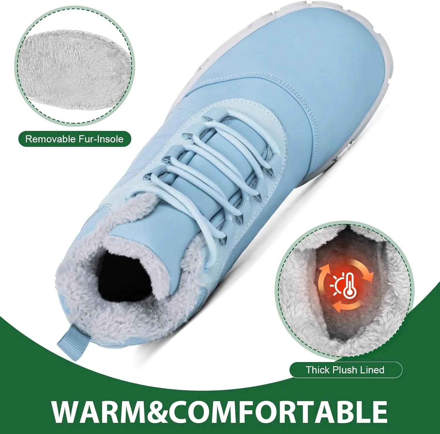 Winter Snow Boots for Women Men Hike Barefoot Shoes Minimalist Winter Snow Boots Zero Drop & Wide Toe Box & Waterproof Fur Lining Snow Booties Warm Hike Shoes