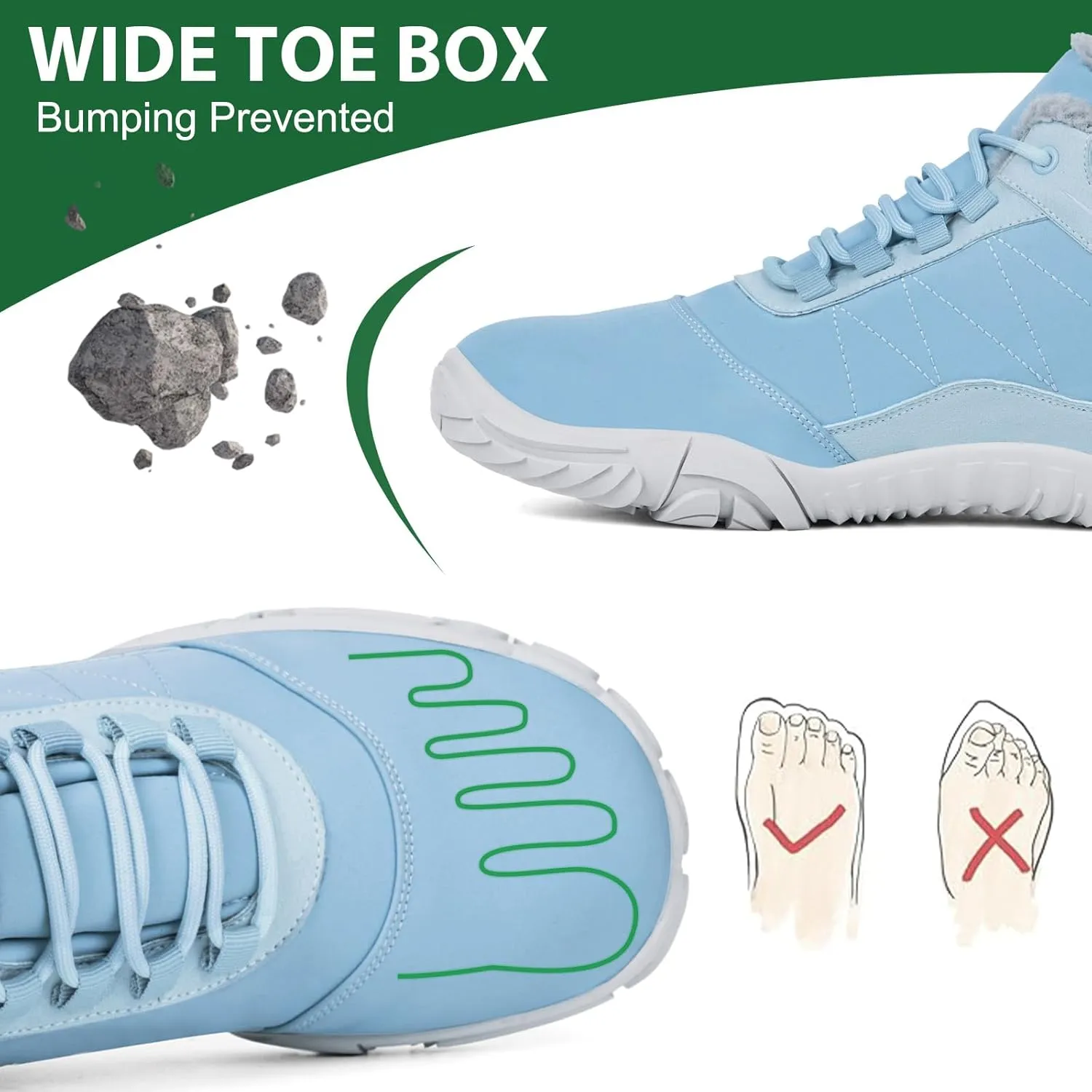 Winter Snow Boots for Women Men Hike Barefoot Shoes Minimalist Winter Snow Boots Zero Drop & Wide Toe Box & Waterproof Fur Lining Snow Booties Warm Hike Shoes
