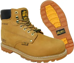 Wolf Work Boot | 100% Genuine Upper Leather | Oil, Heat, Chemical, Impact, Abrasion Resistant | Electrical Hazards | Non-Slip Rubber Sole | Steel Toe | Padded Collar | Construction | Industrial PPE