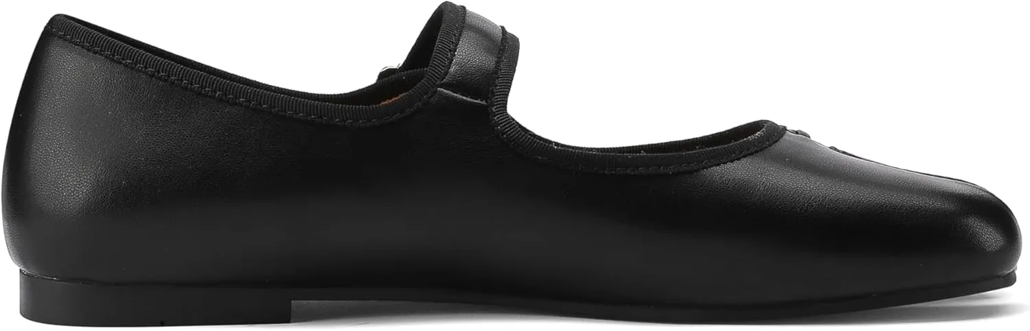 Women Fashion Buckle Strap Casual Flats Ballerina Ninja Cozy Dress Shoes Mary Jane Moccasins Ballet Faux Leather Split Toe Shoes
