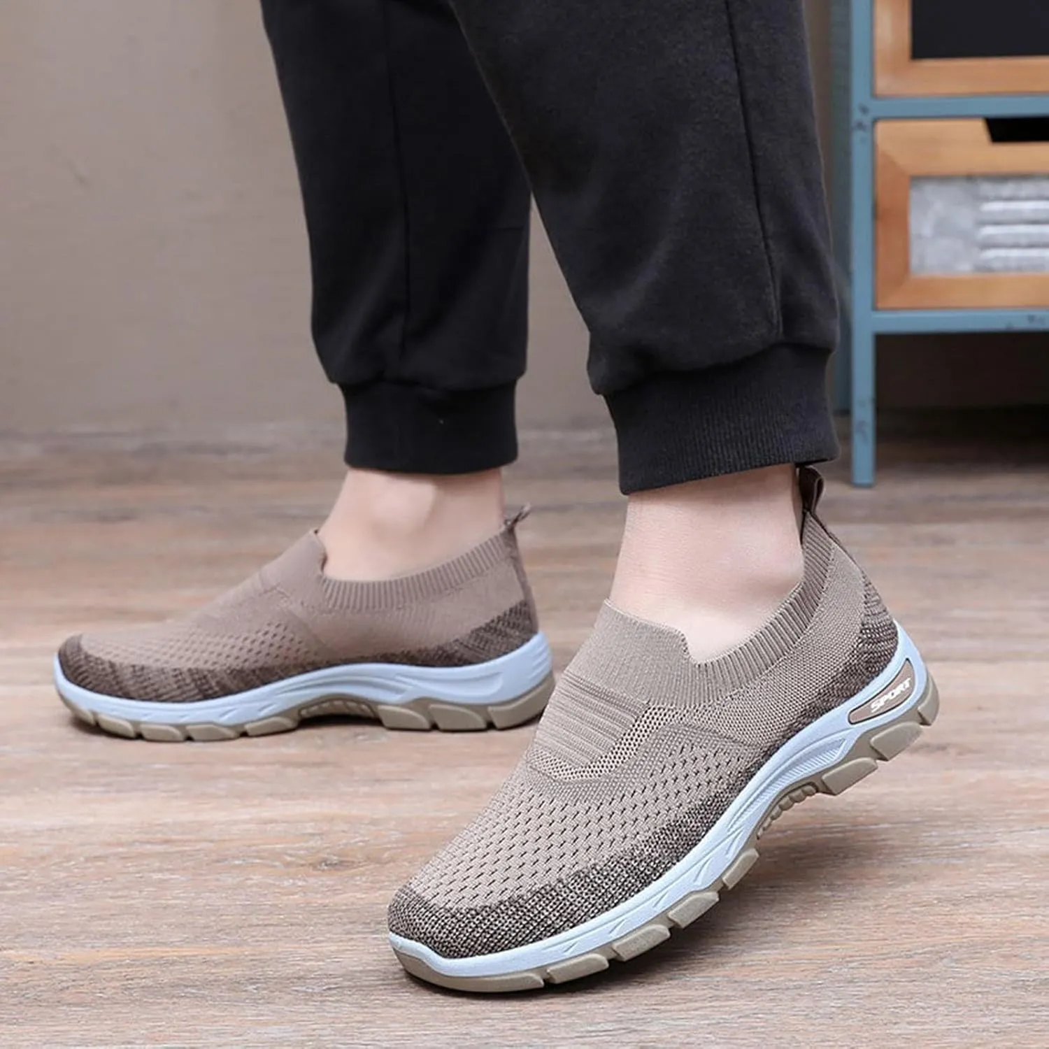 Women Walking Shoes Slip-On Breathable Mesh Sneaker Women's Comfortable Casual Ladies Cushion Athletic Running Shoes