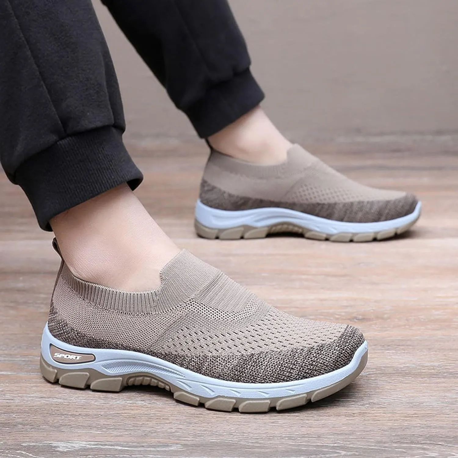 Women Walking Shoes Slip-On Breathable Mesh Sneaker Women's Comfortable Casual Ladies Cushion Athletic Running Shoes