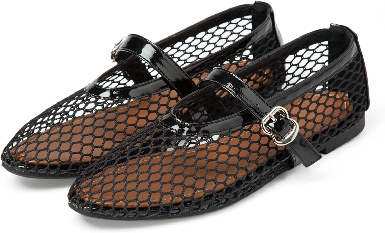 Women's Ballet Flats Shoes for Women Mesh Mary Jane Flats Fishnet Comfortable Dressy Netted Ballet Flats
