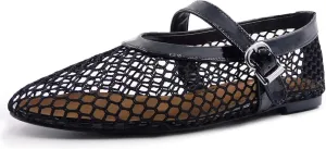 Women's Ballet Flats Shoes for Women Mesh Mary Jane Flats Fishnet Comfortable Dressy Netted Ballet Flats