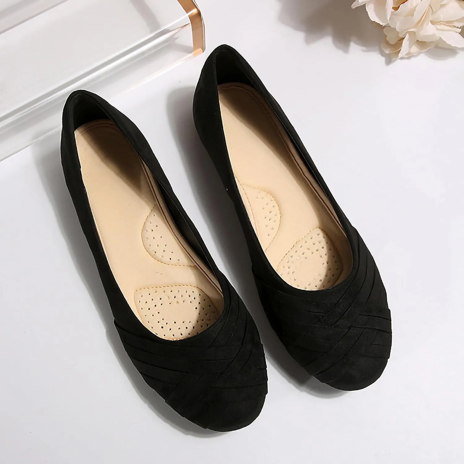 Women's Ballet Flats Shoes, Round Toe Comfort Light Weight Slip-On Dress Shoes