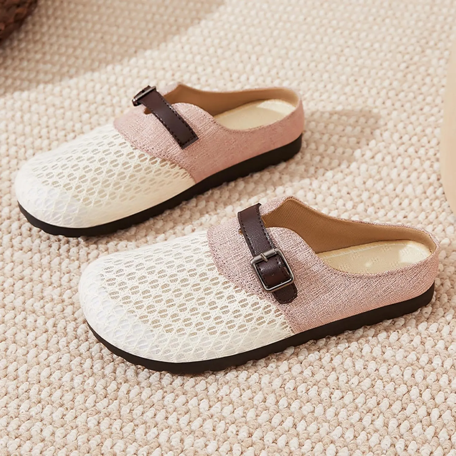 Women's Bohemian Slide Sandals - Lightweight Cotton Linen Woven Flat Shoes for Home, Beach, and Outdoor Use