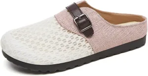 Women's Bohemian Slide Sandals - Lightweight Cotton Linen Woven Flat Shoes for Home, Beach, and Outdoor Use