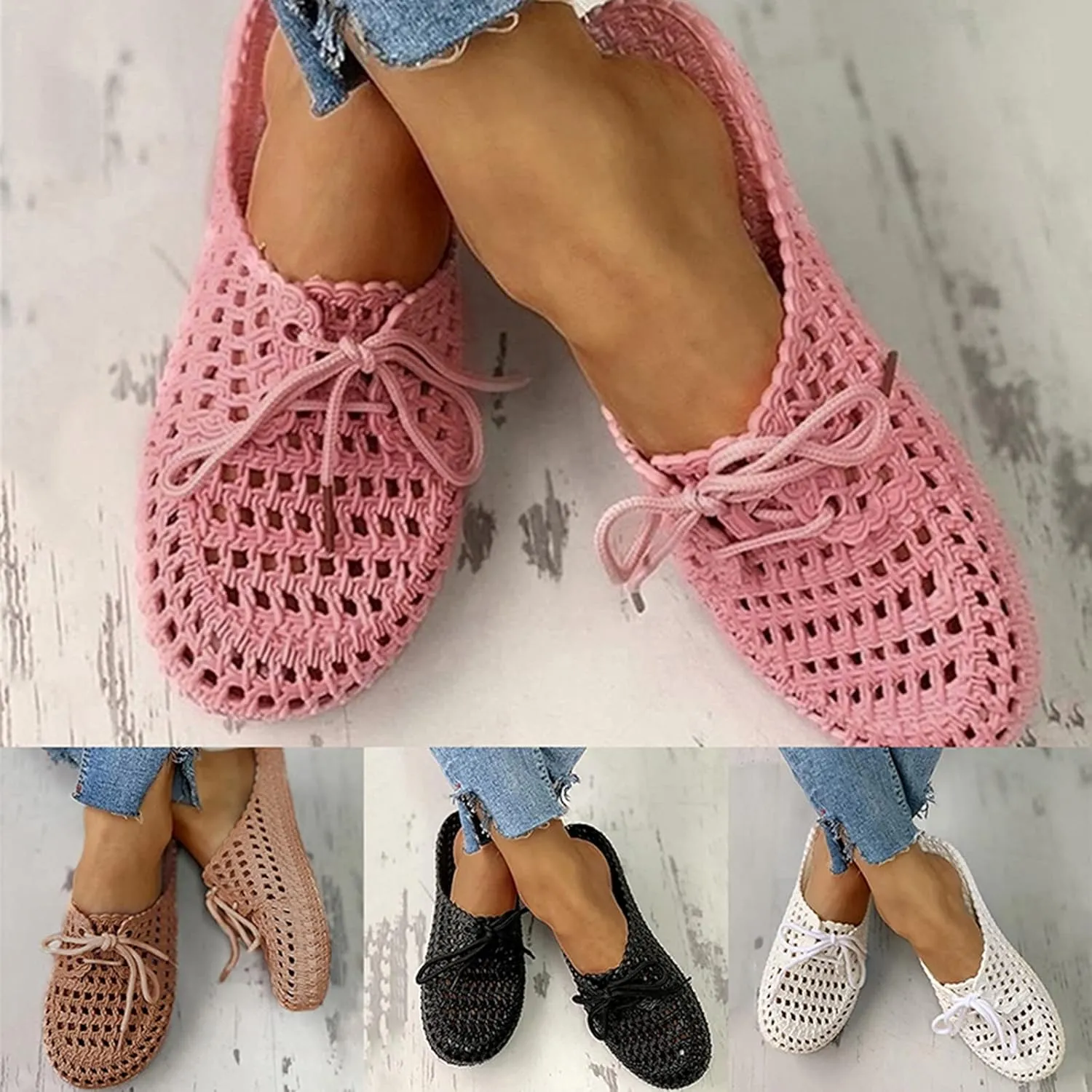 Women's Breathable Mesh Slip-On Sandals - Garden Slippers, Hollow Out Flat Heel Slide Sandals - Summer Mules, Closed Toe Beach Shoes, Khaki, US8/EU40