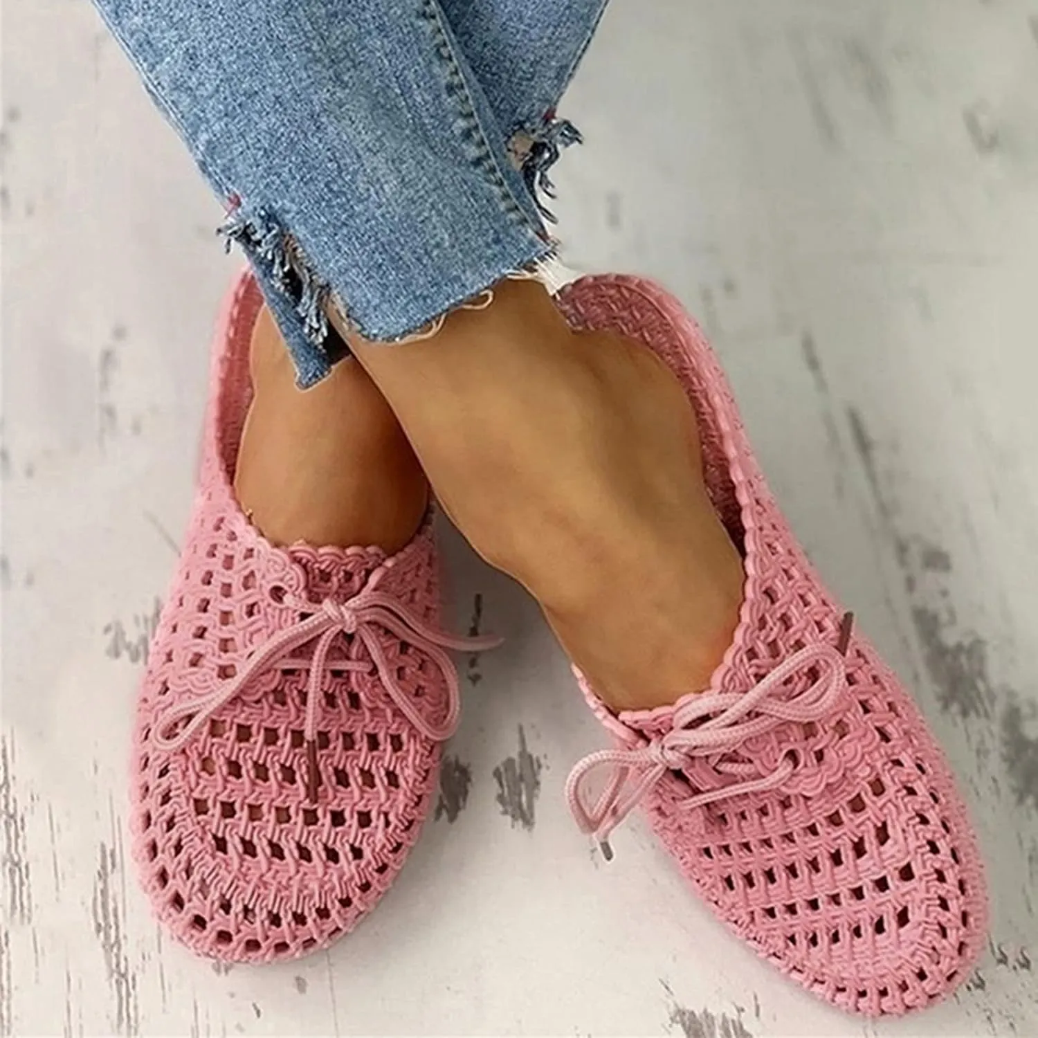 Women's Breathable Mesh Slip-On Sandals - Garden Slippers, Hollow Out Flat Heel Slide Sandals - Summer Mules, Closed Toe Beach Shoes, Khaki, US8/EU40