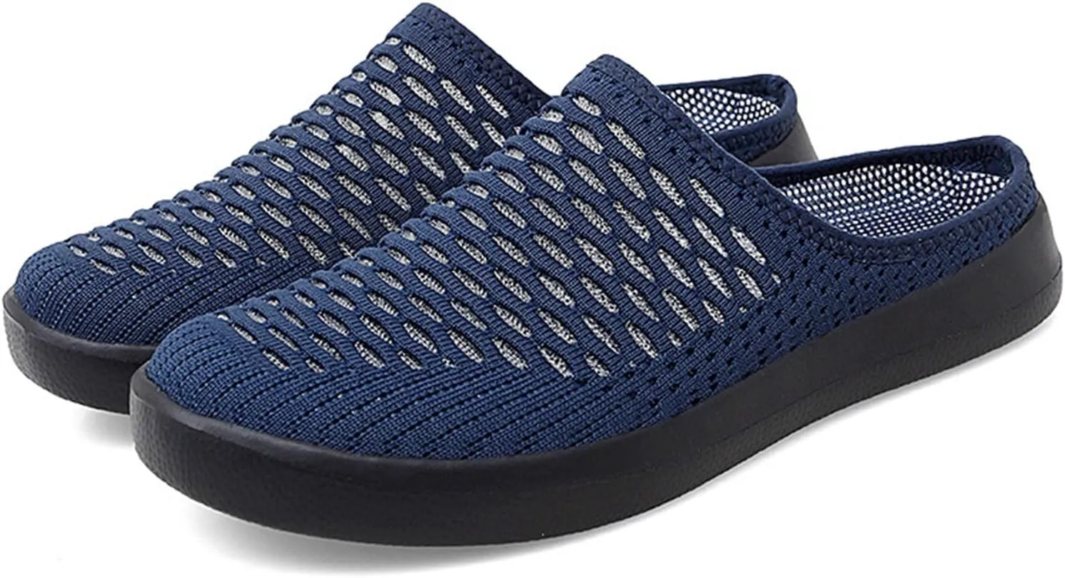Women's Breathable Walking Mules Shoes - Lightweight Garden Clogs Casual Mesh Sneakers Open Back Slip-on House Shoes