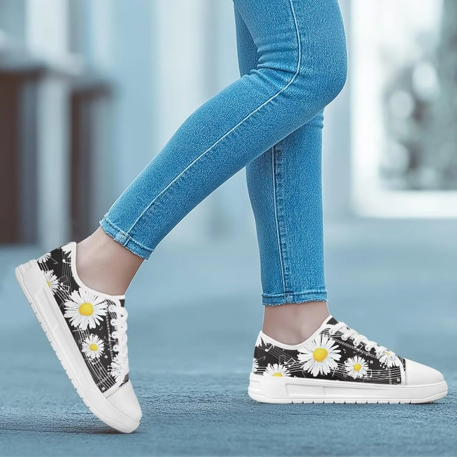 Womens Canvas Sneakers Lightweight Lace Up Fashion Comfortable Canvas Shoes Low Top Slip On Casual Tennis Walking Footwear