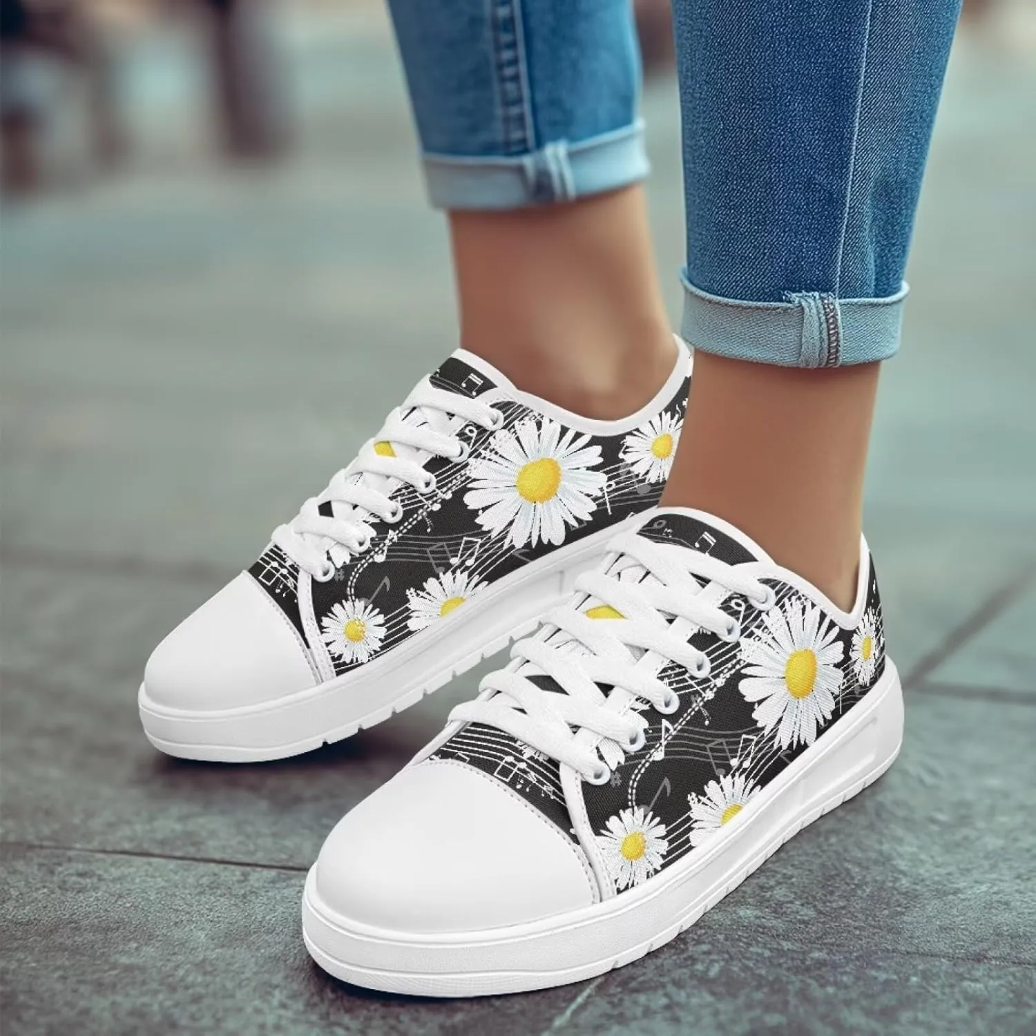 Womens Canvas Sneakers Lightweight Lace Up Fashion Comfortable Canvas Shoes Low Top Slip On Casual Tennis Walking Footwear