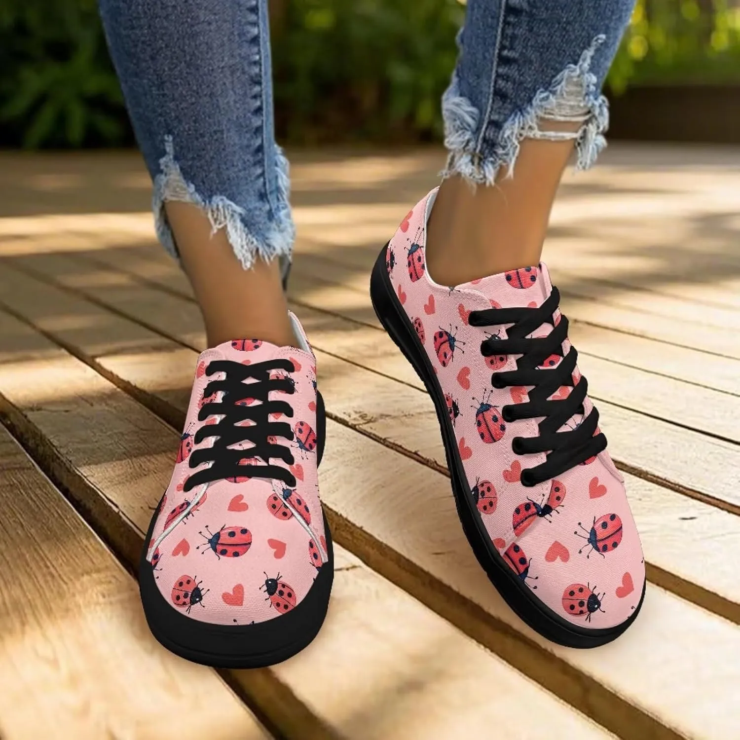 Women's Canvas Sneakers Mesh Lace Up Low Top Sneakers Lightweight Breathable Canvas Tennis Shoes Ladies Running Shoes