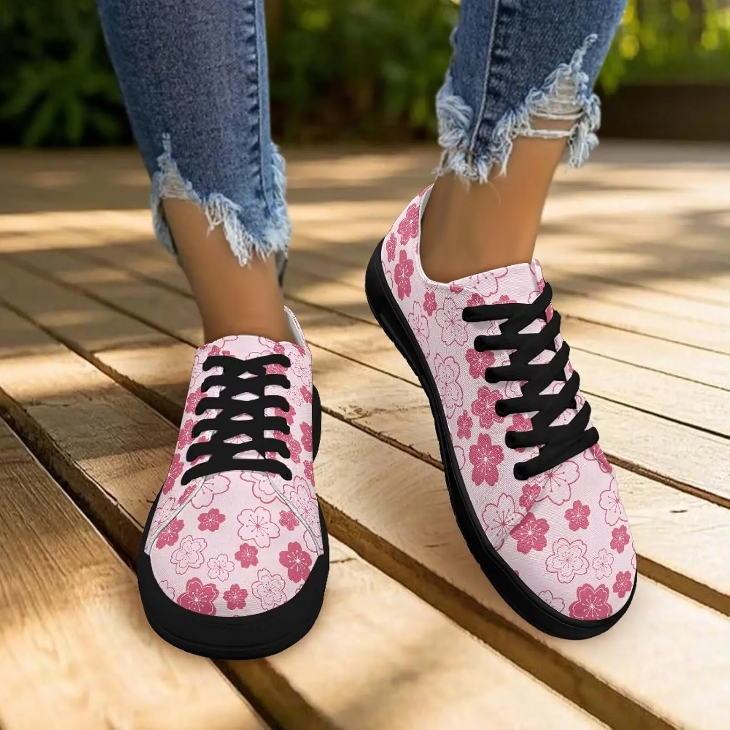 Women's Canvas Sneakers Mesh Lace Up Low Top Sneakers Lightweight Breathable Canvas Tennis Shoes Ladies Running Shoes