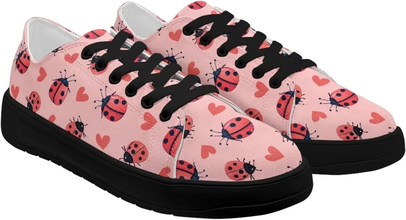 Women's Canvas Sneakers Mesh Lace Up Low Top Sneakers Lightweight Breathable Canvas Tennis Shoes Ladies Running Shoes