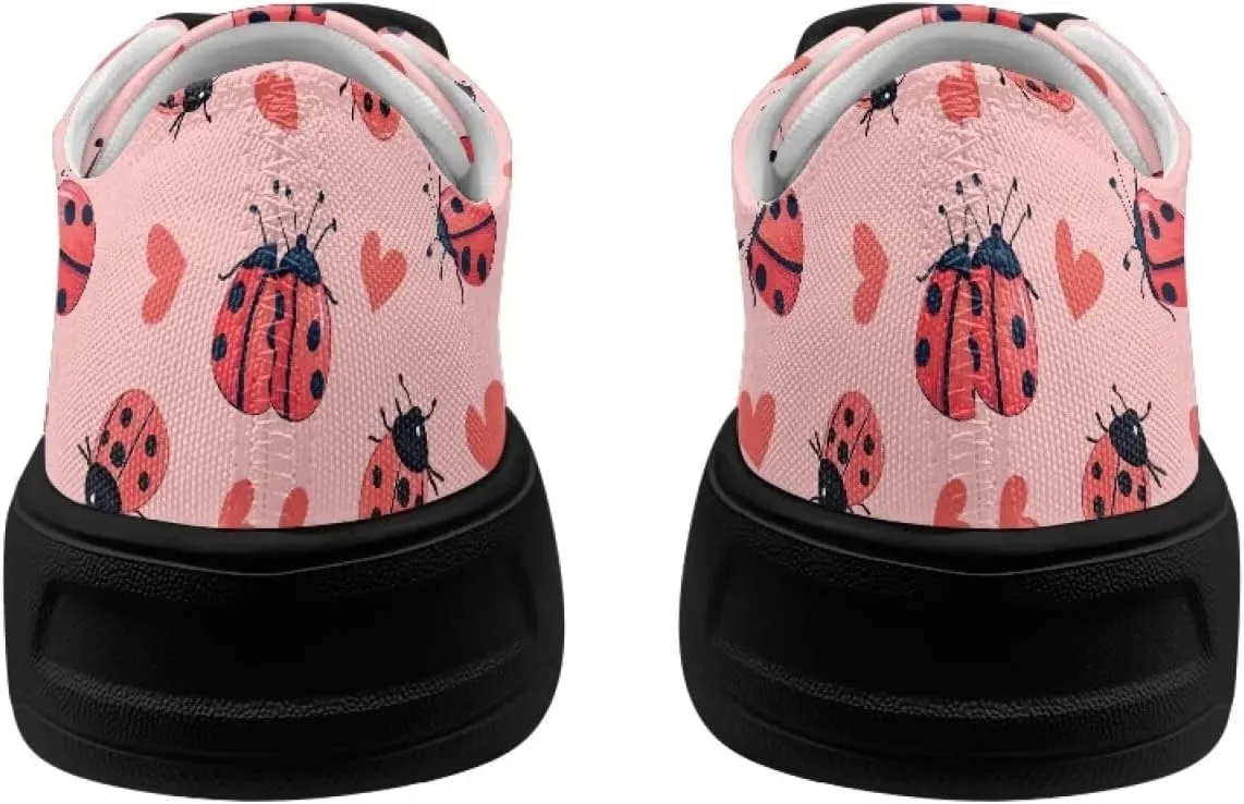 Women's Canvas Sneakers Mesh Lace Up Low Top Sneakers Lightweight Breathable Canvas Tennis Shoes Ladies Running Shoes