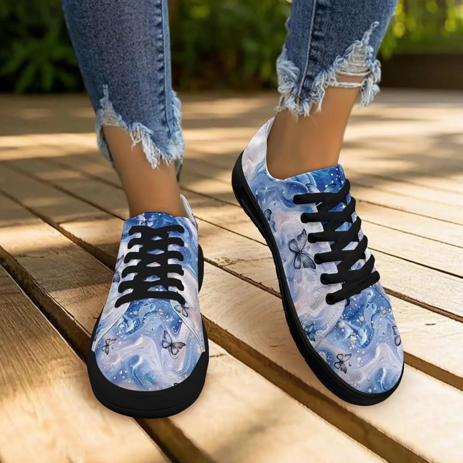 Women’s Canvas Sneakers Orthotic Walking Shoes with Memory Foam Non-Slip Canvas Shoes for Hiking Walking Running