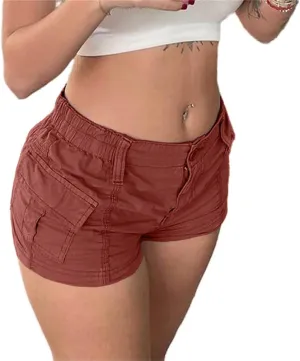 Womens Cargo Shorts Elastic Shorts Y2k E-Girl Slim Fit Cargo Shorts for Harajuku Streetwear