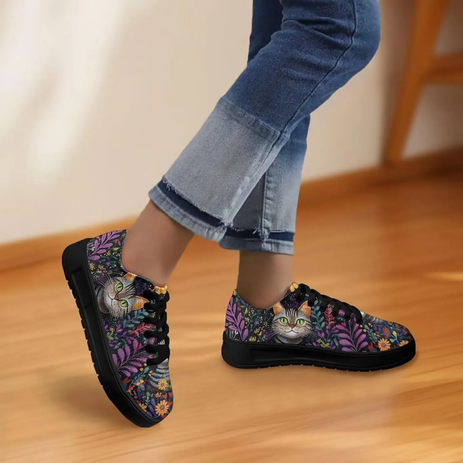 Women's Casual Canvas Shoes Comfortable Low Top Walking Shoes Classic Polyester Upper Arch Support Canvas Sneakers