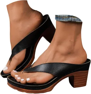 Women's Chunky Block Mid Heels Flip Flops 2025 Open Toe Block Dress Bridal Party Wedding Shoes Summer Casual Slip On Non Slip Breathable Comfortable Slingback Footwear