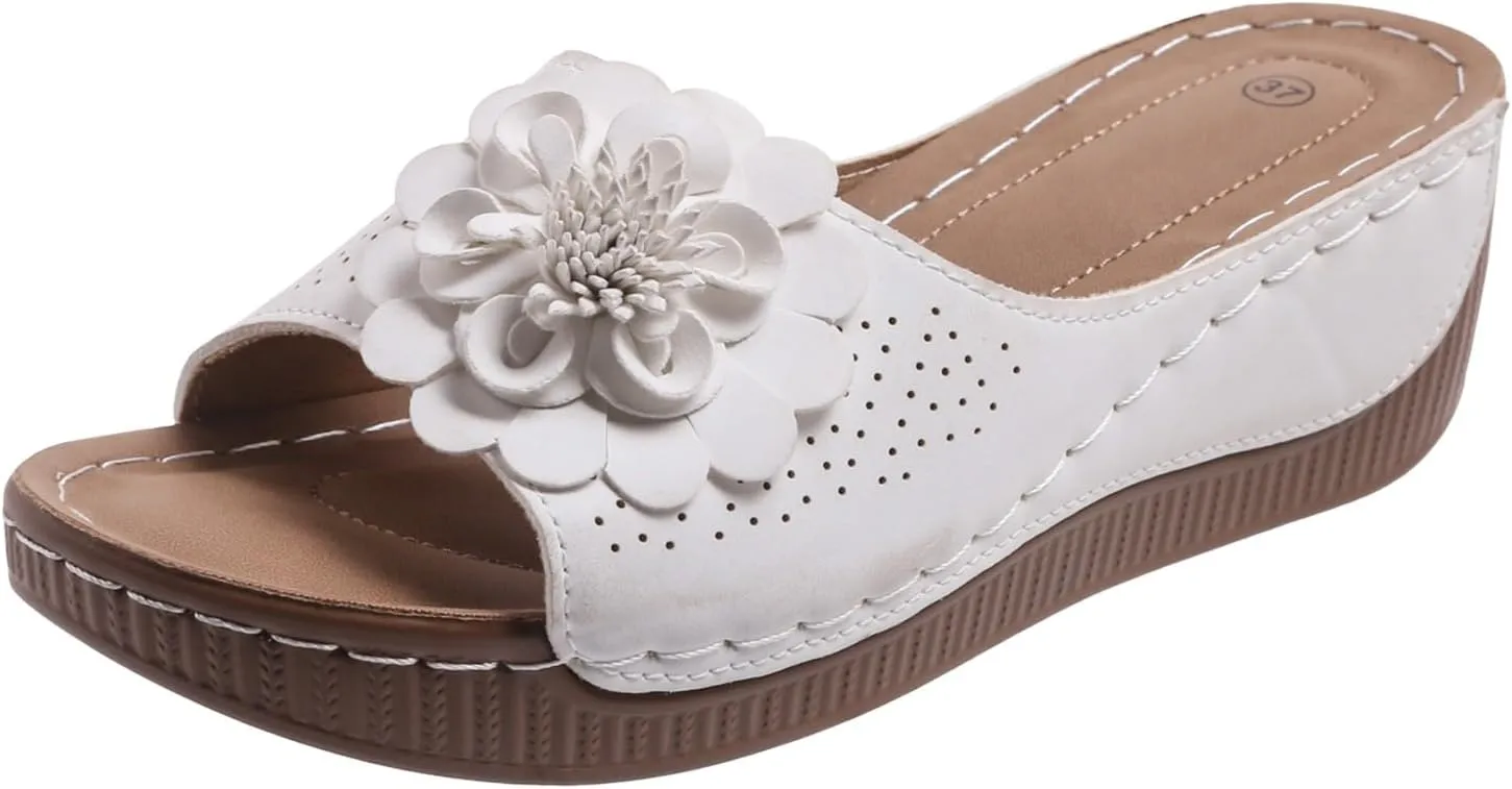 Womens Comfort Sandals Orthopedic Arch Support Non Slip Wedges Shoes Summer Open Toe Wide Width Breathable Slipper