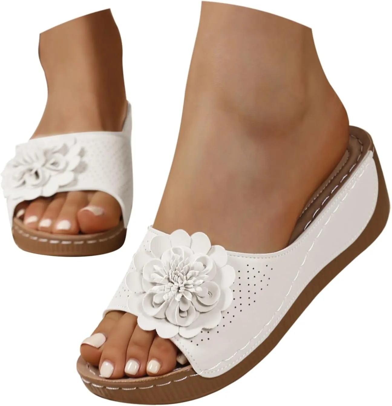 Womens Comfort Sandals Orthopedic Arch Support Non Slip Wedges Shoes Summer Open Toe Wide Width Breathable Slipper