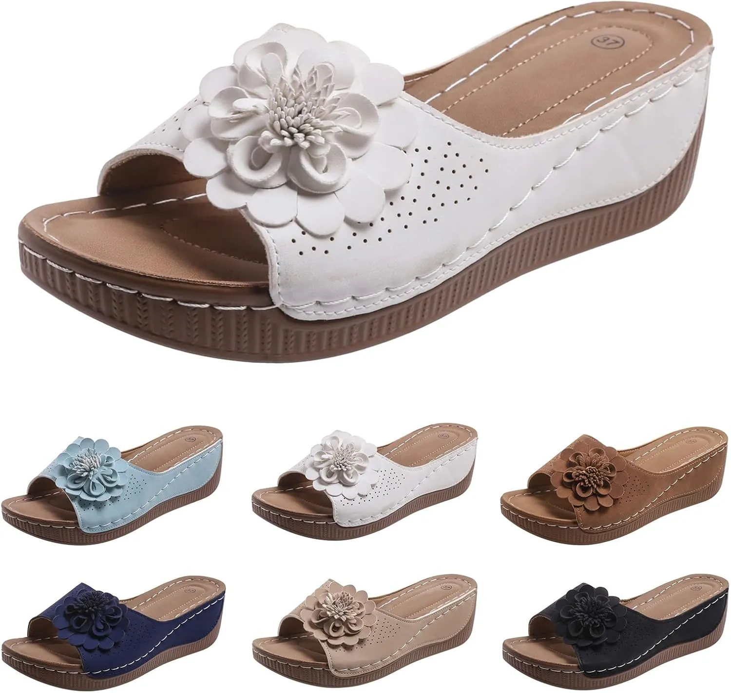 Womens Comfort Sandals Orthopedic Arch Support Non Slip Wedges Shoes Summer Open Toe Wide Width Breathable Slipper