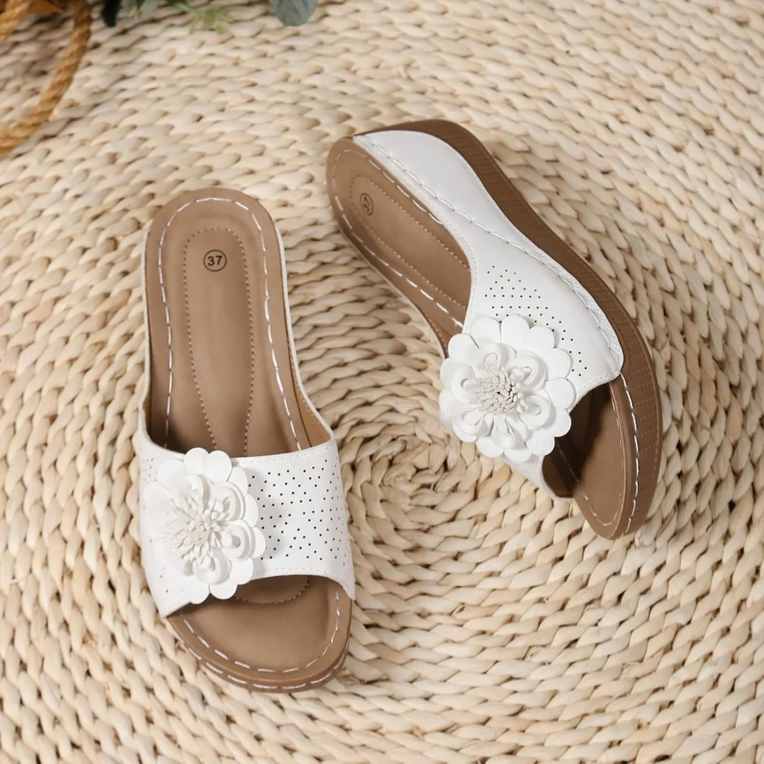 Womens Comfort Sandals Orthopedic Arch Support Non Slip Wedges Shoes Summer Open Toe Wide Width Breathable Slipper