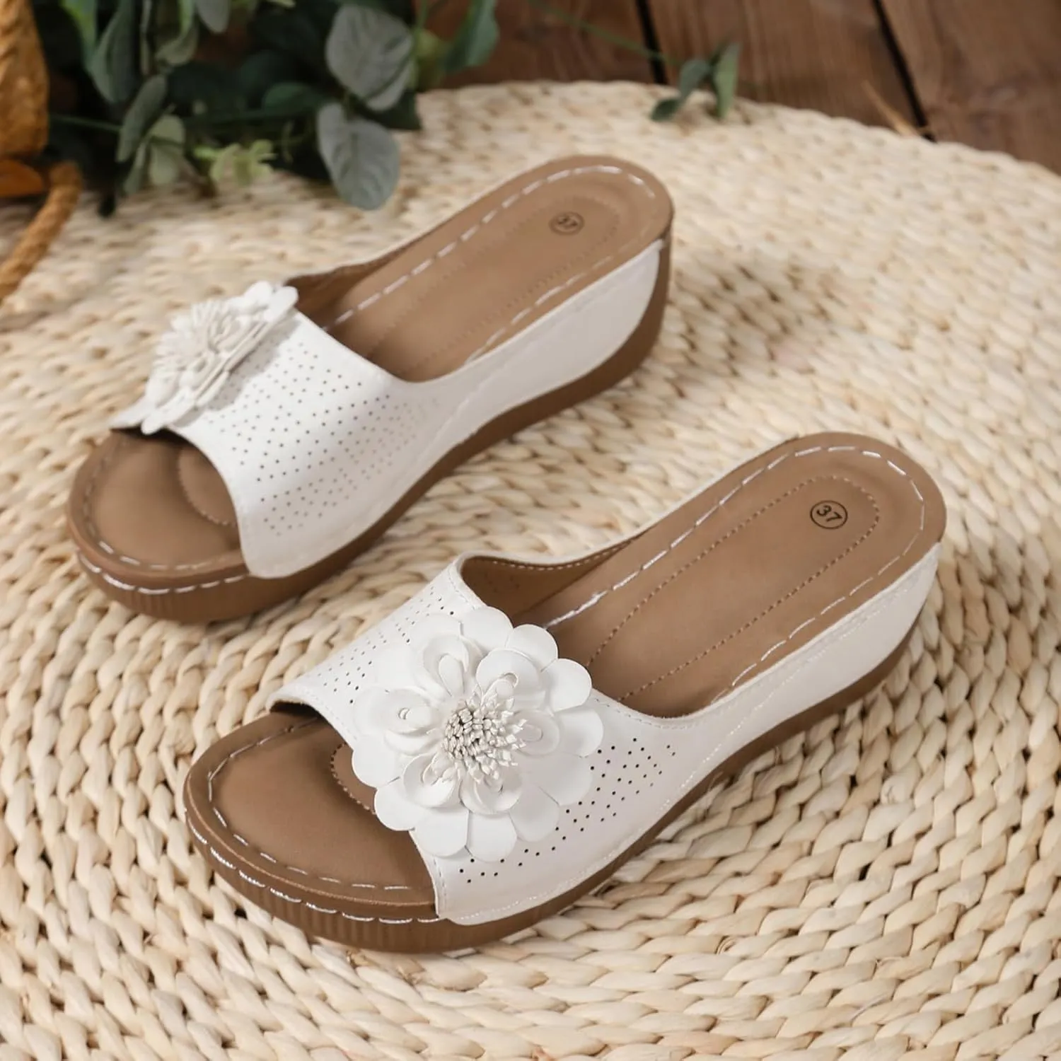 Womens Comfort Sandals Orthopedic Arch Support Non Slip Wedges Shoes Summer Open Toe Wide Width Breathable Slipper