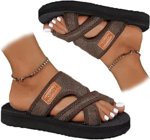 Women's Comfortable Breathable Mesh Flip Flops, Hollow Mesh Slide Sandals, Breathable Flat Beach Slippers for Women Men