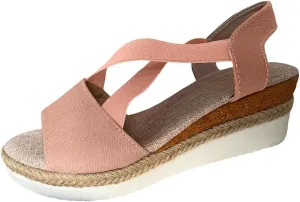 Womens Espadrilles Platform Wedge Sandals Dressy Open Toe Ankle Strap Flat Sandals Summer Casual Slip On Boho Comfortable Beach Outdoor Shoes