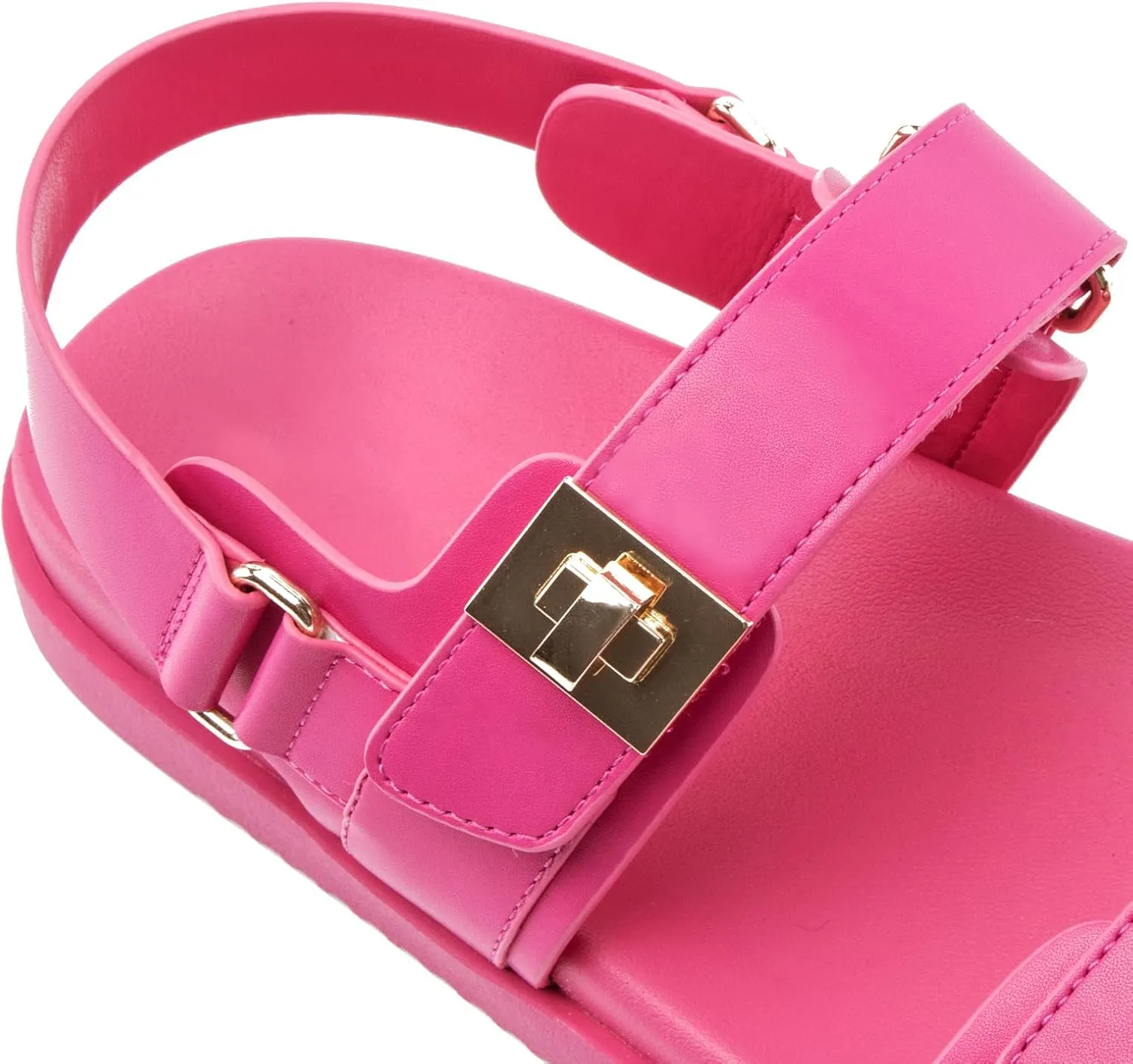 Women's Flat Sandals Adjustable Double Strap Slide Sandals Open Toe Slip on Shoes Resistant Leather Footbed Comfort Sandals Dressy for Summer Beach Vacation