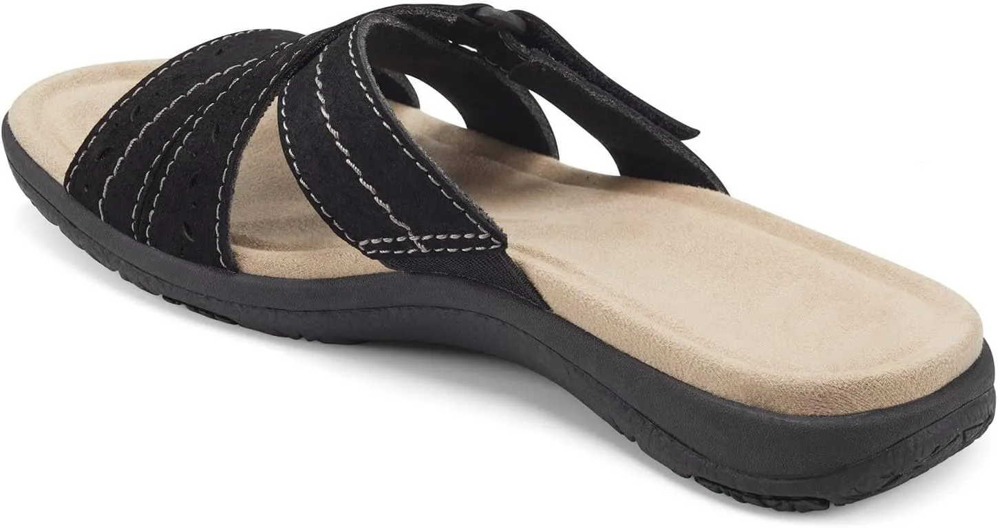 Womens Flat Sandals Summer Arch Support Orthopedic Comfort Plantar Fasciitis Soft Cushion Slippers Straps Breathable Slip on Comfortable Walking Slides