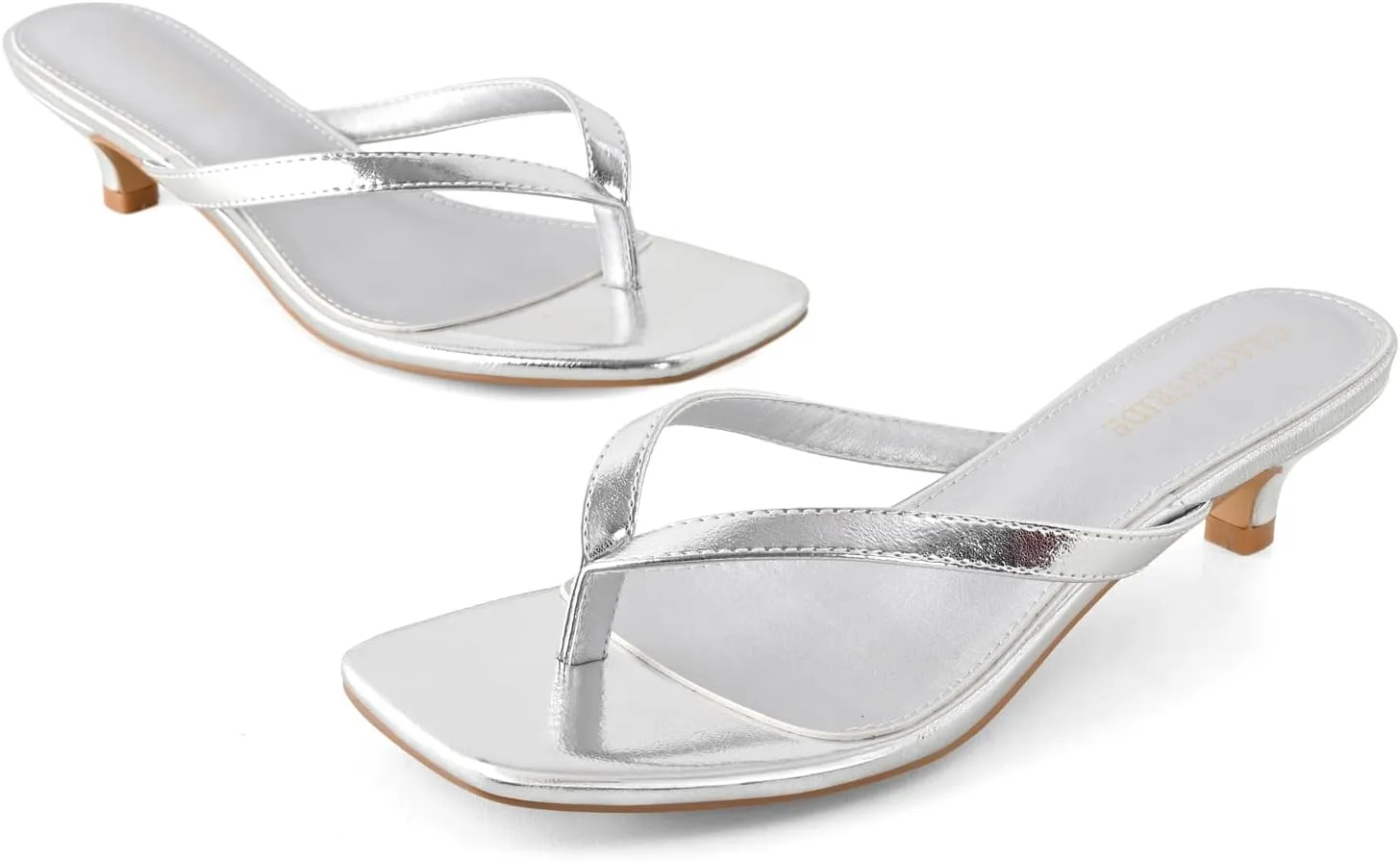 Women’s Flip-Flops Kitten Heels Thong Sandals For Women Square Toe Slip On Fashion Summer Dress Sandals