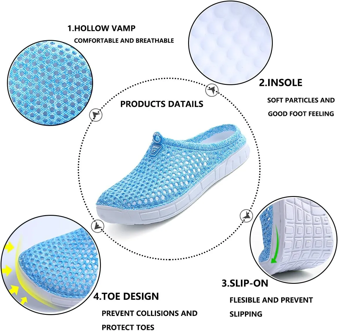 Women's Garden Clogs Shoes Slippers Sandals Quick Drying Lightweight Breathable