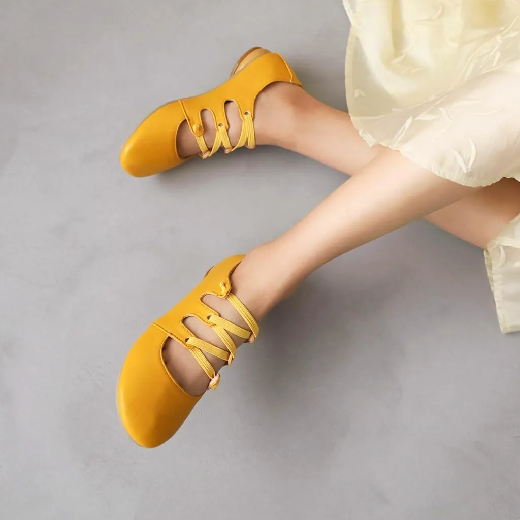 Women's Girls Mary Janes Ballet Flats Round Toe Comfort Elastic Slip On Ballerina Dress Walking Shoes