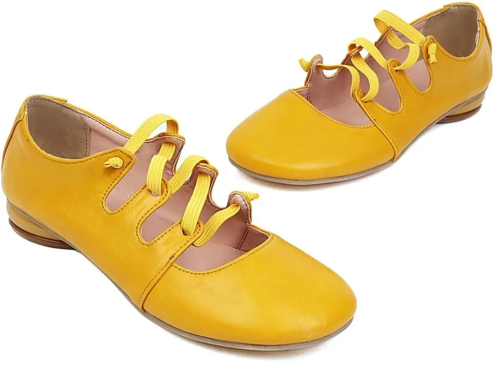 Women's Girls Mary Janes Ballet Flats Round Toe Comfort Elastic Slip On Ballerina Dress Walking Shoes