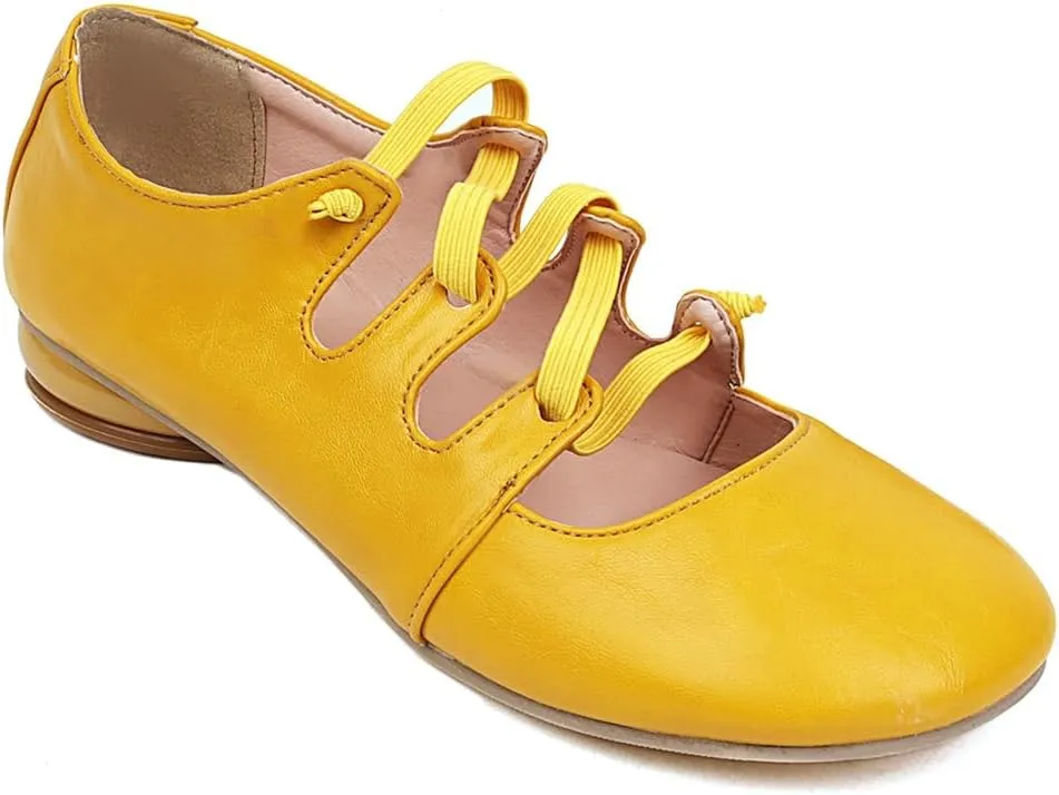 Women's Girls Mary Janes Ballet Flats Round Toe Comfort Elastic Slip On Ballerina Dress Walking Shoes