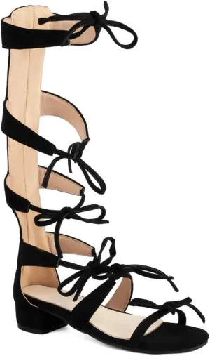 Women's Gladiator Knee High Flats Sandals Fashions Round Open Toe Lace Up Strappy Bow Trendy Dress Shoes Summer Holiday Vacation Travel Beach Back Zipper Casual Daily