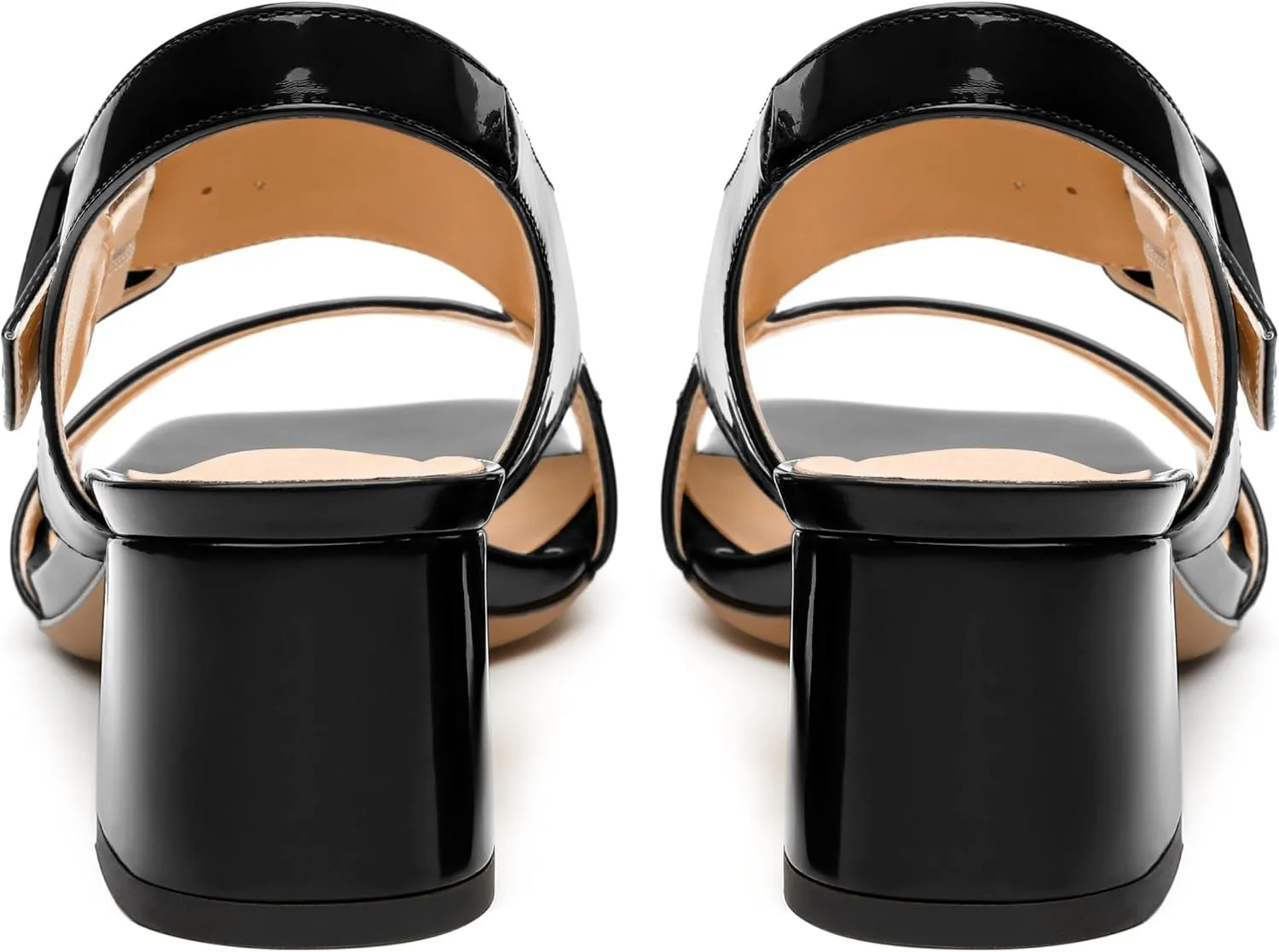 Womens Heeled Sandals Shoes, Square Peep Toe Mid Block Heel Ankle Strap Sandals for Women, Leather Insole Chunky Heel Sandals with Buckle 2"