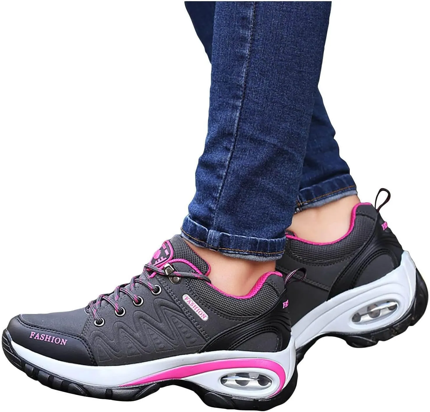 Womens Hiking Boots Orthopedic Wedge Arch Support Zipper Loafers Cloud Breathable Fahion Running Walking Causal Shoes