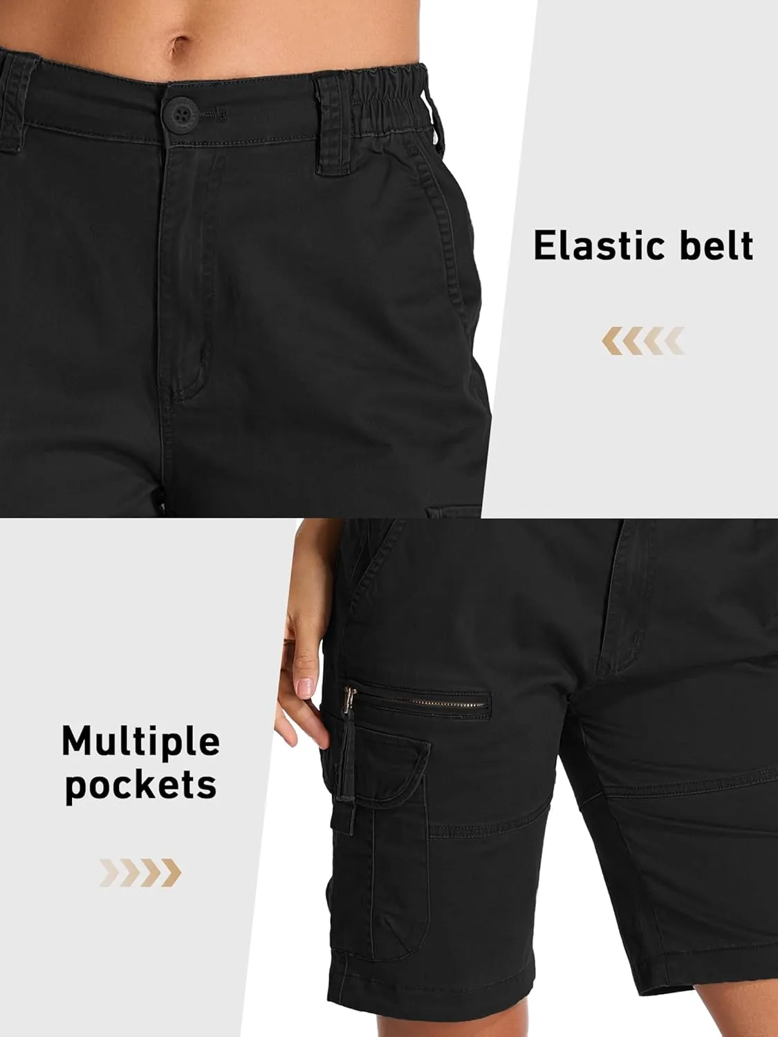 Womens Hiking Cargo Shorts Safari Cotton Lift The Buttocks Quick Dry Pants for Women Zip Pockets Outdoor Clothes