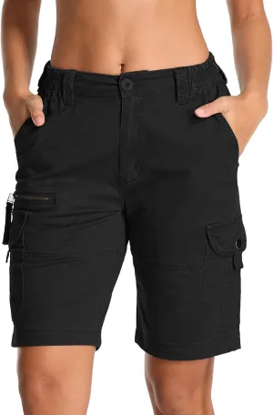 Womens Hiking Cargo Shorts Safari Cotton Lift The Buttocks Quick Dry Pants for Women Zip Pockets Outdoor Clothes